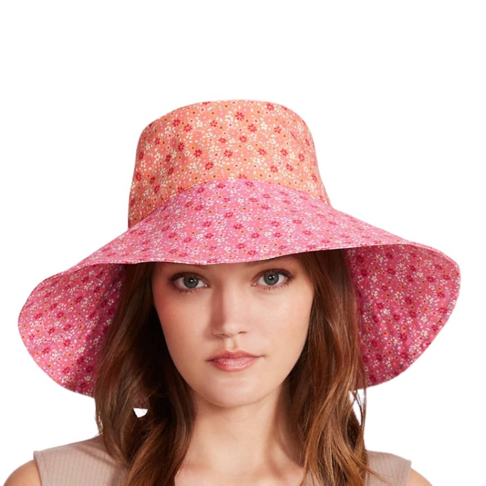 EVIE & EMMA Women’s Pink/Orange Oversized Floral Bucket Hat. One Size